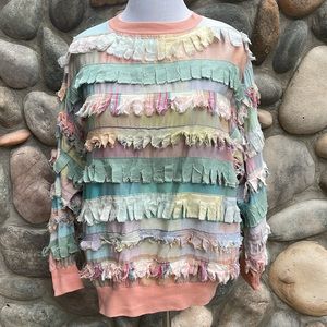 Vintage Shabby Chic Unique Long Sleeve Pastel Ruffled Shirt
